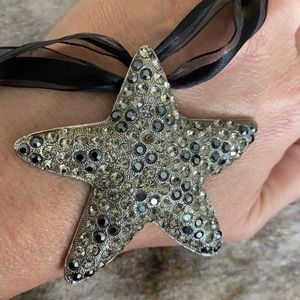 Vintage Silver STARFISH crystal pendant / brooch